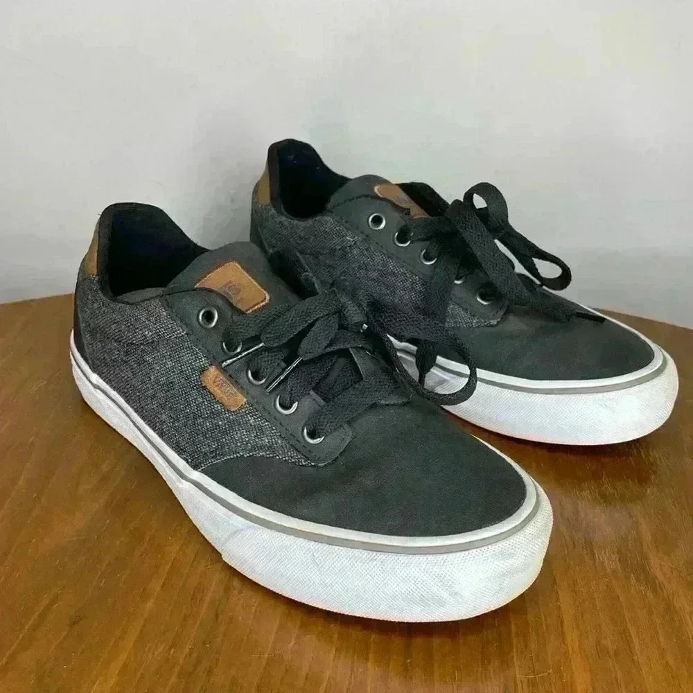 Vans Shoes Mens 7 Atwood Deluxe Sneakers Black Gray Skate